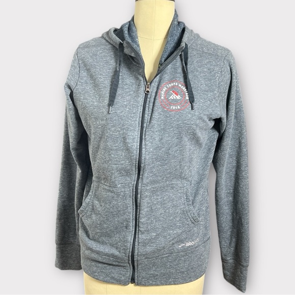 USMC Marathon Blue Heathered Zip up hoodie, sz L - Picture 4 of 9